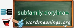 WordMeaning blackboard for subfamily dorylinae